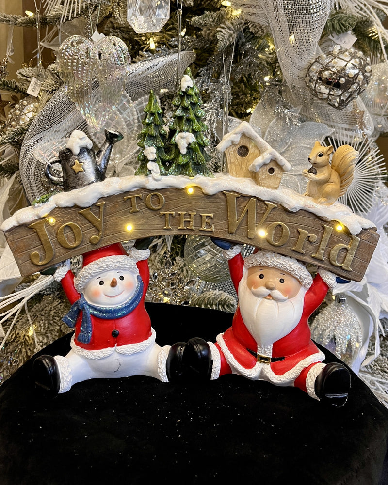 JOY TO THE WORLD LED SANTA & SNOWMAN SIGN XHM02