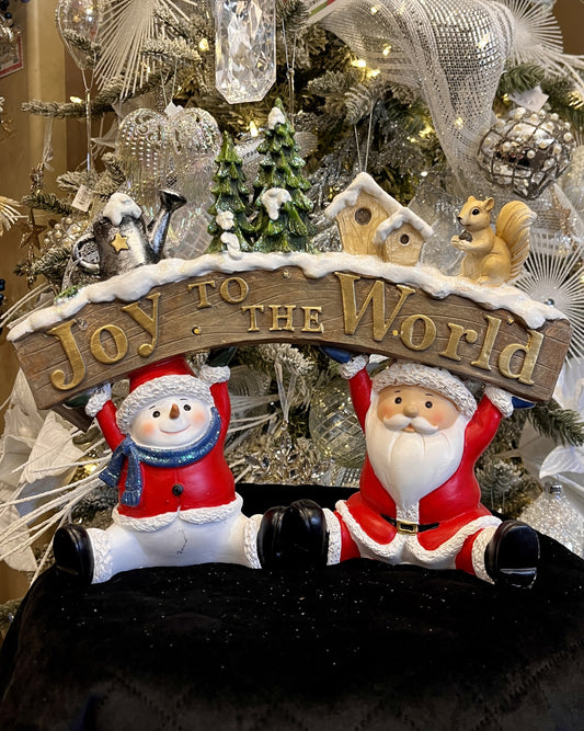 JOY TO THE WORLD LED SANTA & SNOWMAN SIGN XHM02