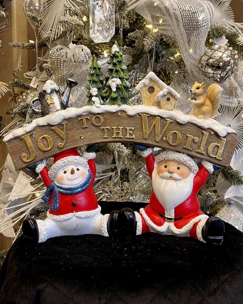 JOY TO THE WORLD LED SANTA & SNOWMAN SIGN XHM02