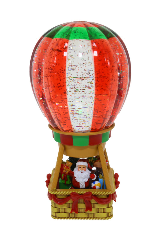 GLITTER LANTERN - SANTA IN HOT AIR BALLOON XAC477