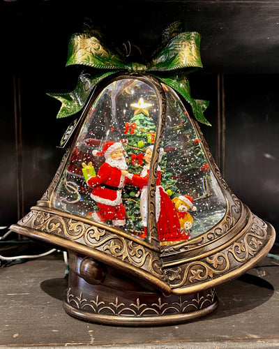 GLITTER LANTERN - SANTA & MRS CLAUS WIITH BELLS XAC478