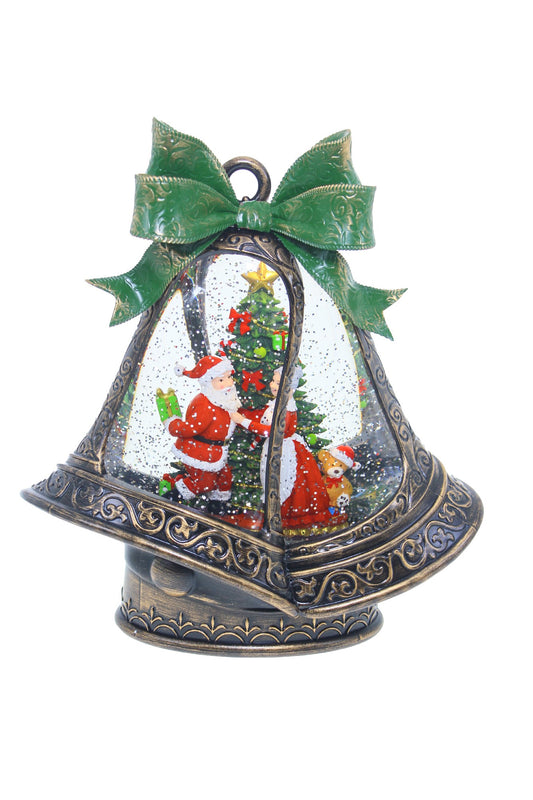 GLITTER LANTERN - SANTA & MRS CLAUS WIITH BELLS XAC478