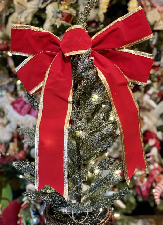 RED VELOUR WITH GOLD TRIM WIRED BOW 4268387