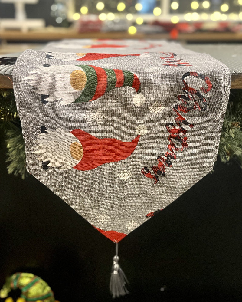 MERRY CHRISTMAS GNOME GREY TABLE RUNNER 4278393
