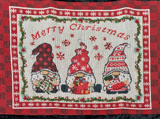 MERRY CHRISTMAS THREE GNOME & DEER PLACEMAT 4278394