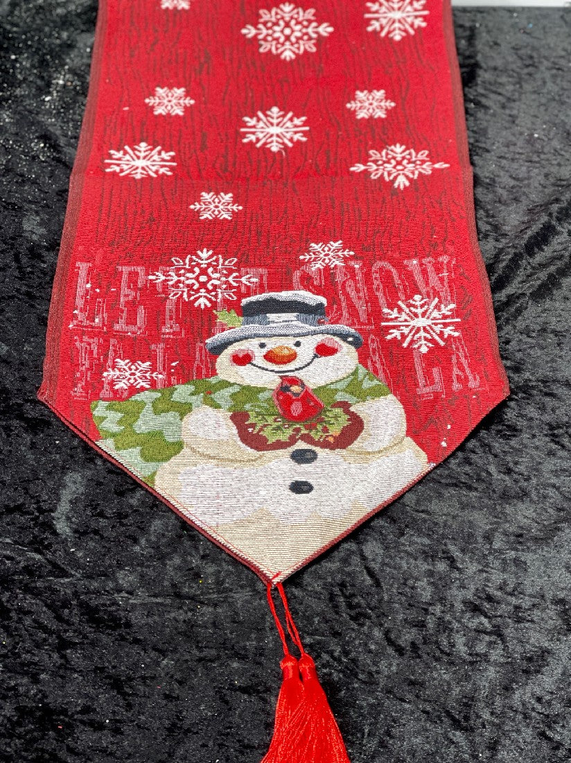 LET IT SNOW RED SNOWMAN TABLE RUNNER 42783109