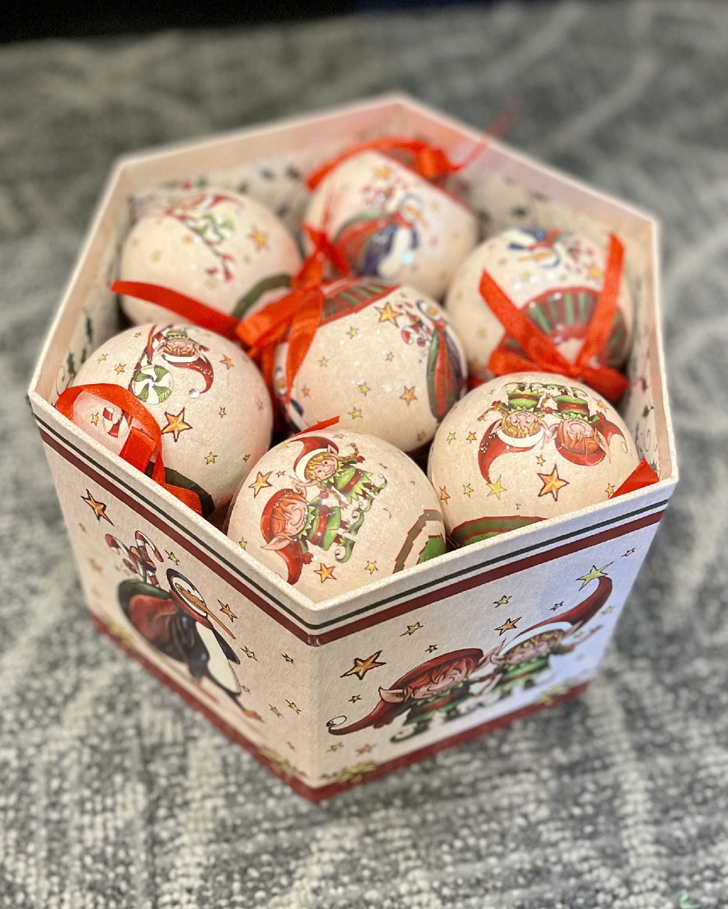 BOX OF 14 ELF BAUBLES 4286425