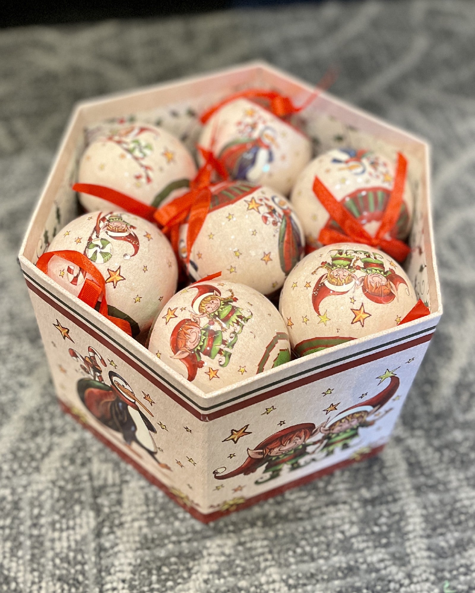 BOX OF 14 ELF BAUBLES 4286425