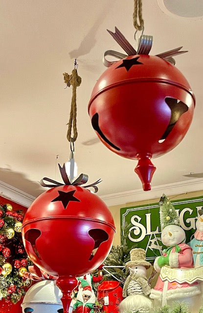 RED LARGE METAL BELL WITH FINAL & SILVER BELL HANGING 4288401