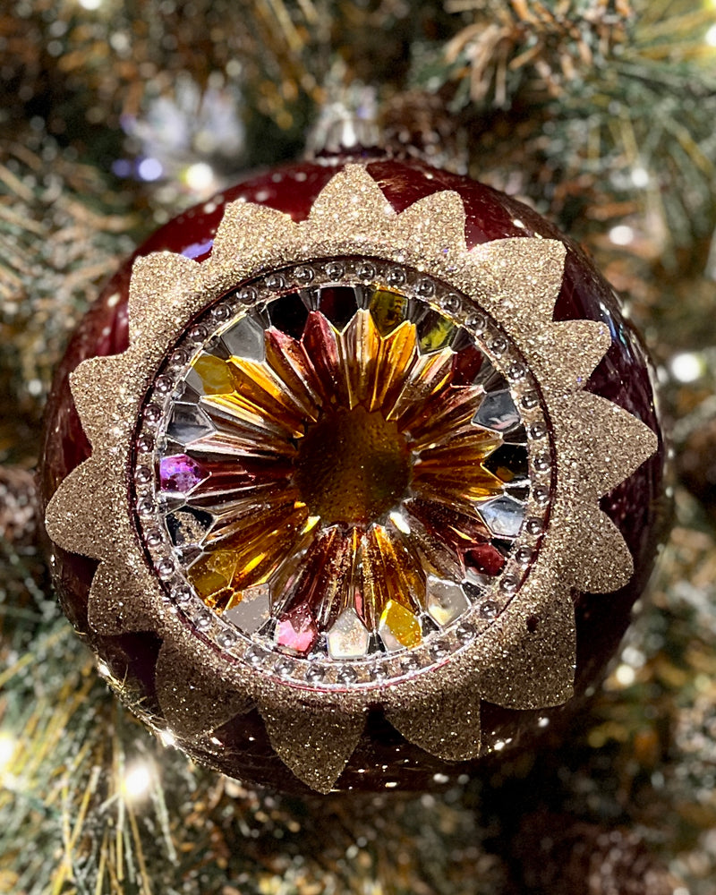 20CM SHATTERPROOF BURGUNDY REFLECTOR ORNAMENT 4281608