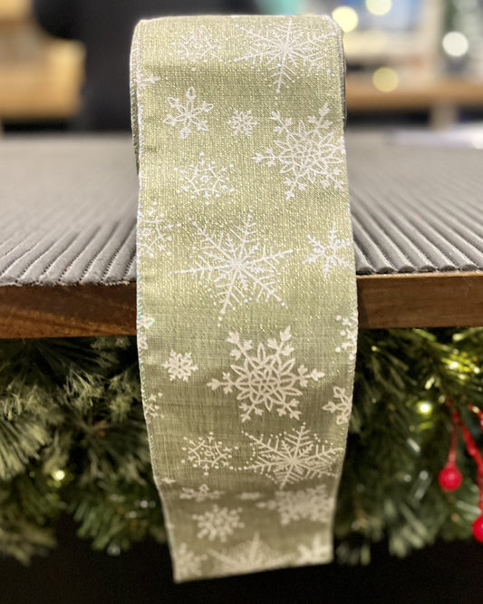 PALE GREEN SNOWFLAKE RIBBON 42883102