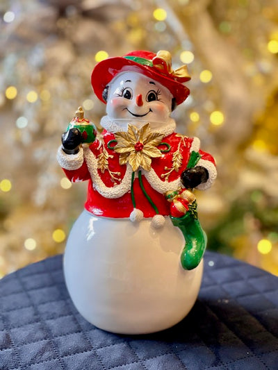 MRS SNOWMAN WITH RED SUNHAT & ORNAMENT 4291704
