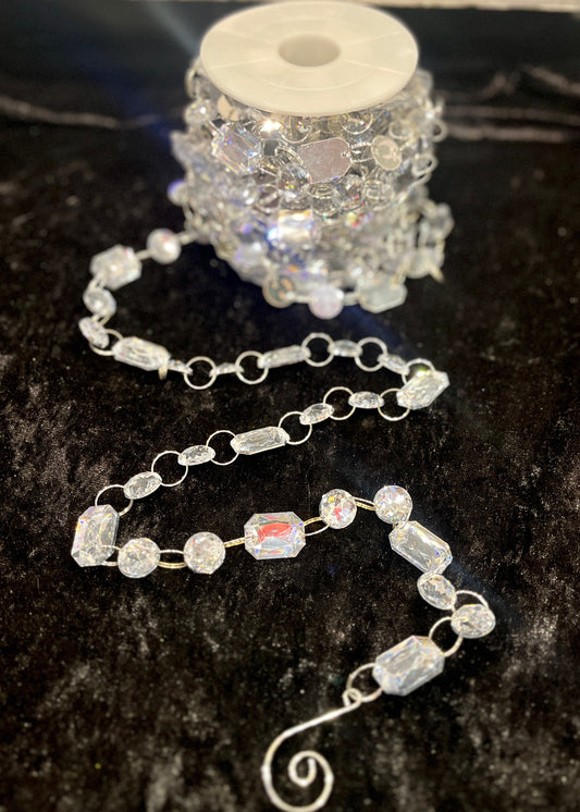 9M Silver Acrylic Crystal Garland SBC041