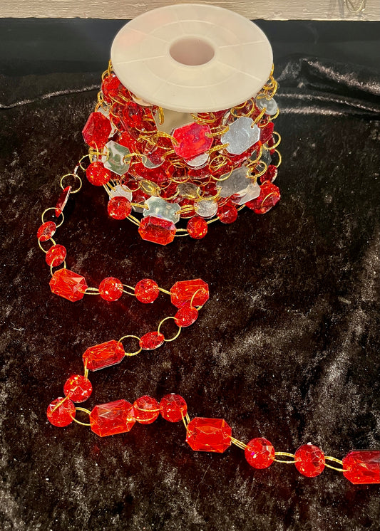 9M Red Acrylic Crystal Garland SBC042