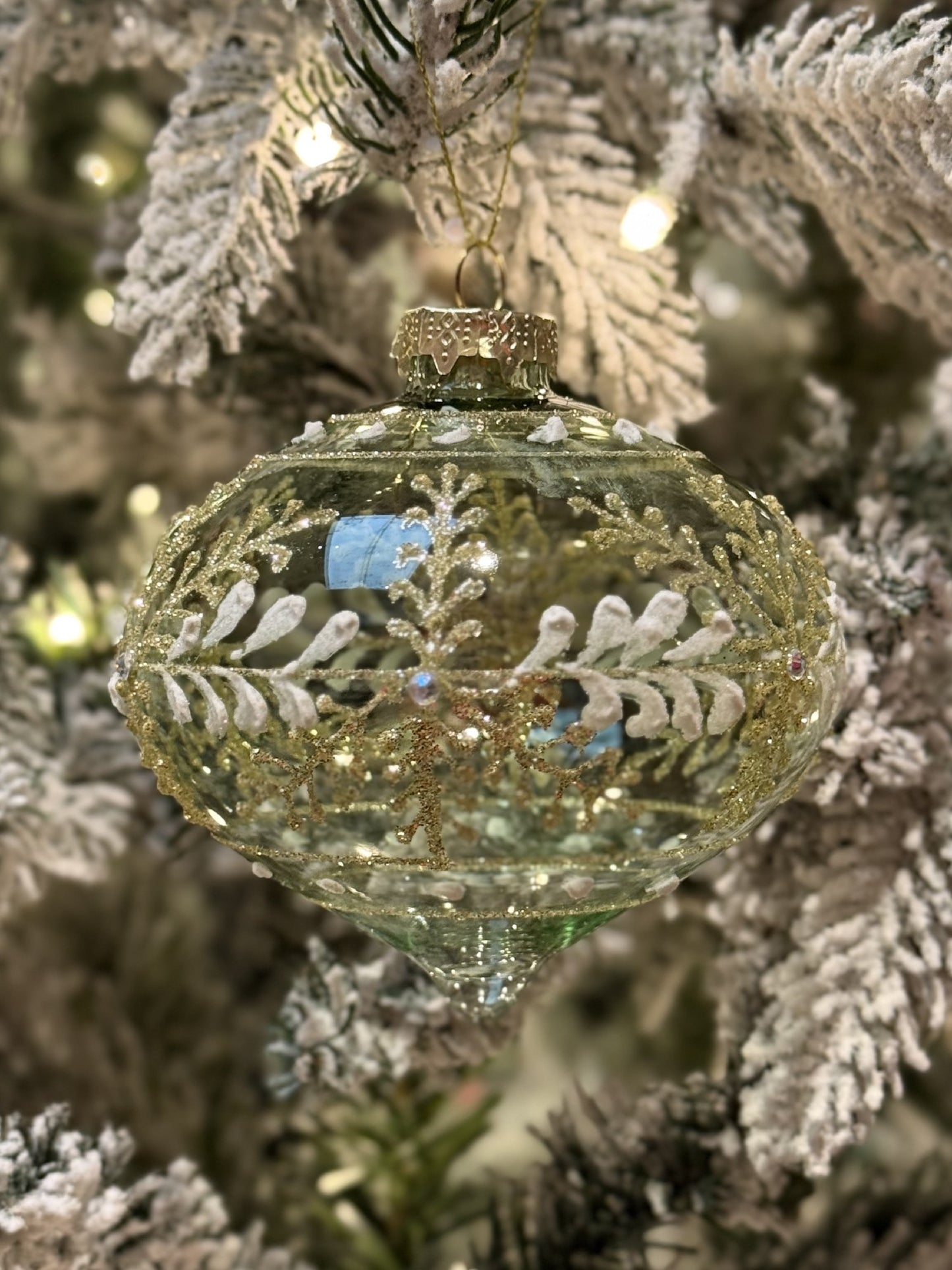 Clear Green Ornate Onion Glass ornamament SDX394