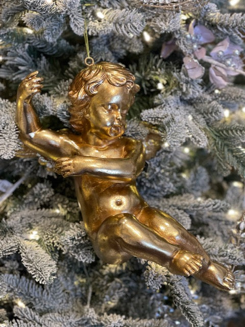 43cm Gold Cherub Hanging Left SEM425