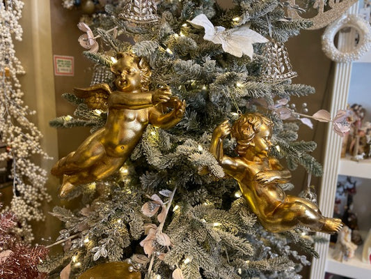 43cm Gold Cherub Hanging Left SEM425