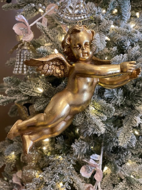 38cm Gold Cherub Hanging Right SEM426