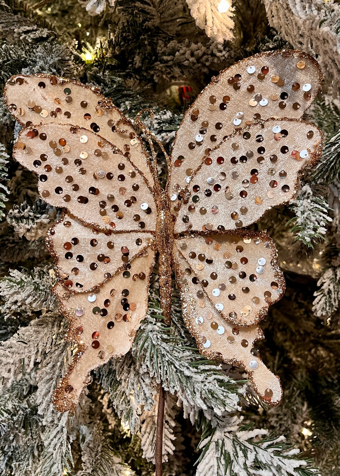 Champagne Butterfly with Glitter Trim SGD606