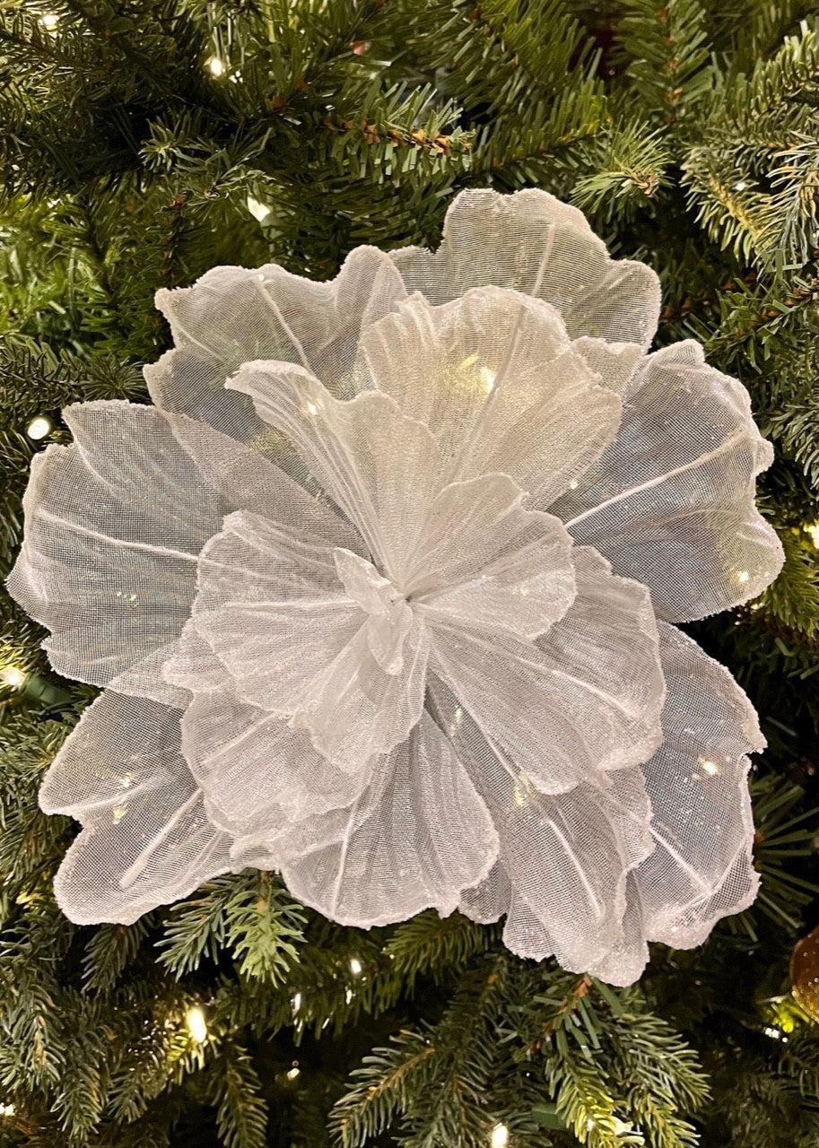 White Sheer Flower Glitter Edge SGD702