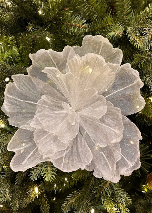 White Sheer Flower Glitter Edge SGD702