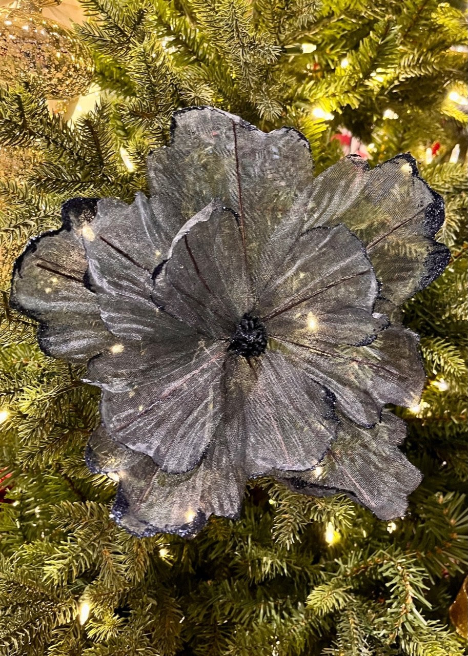 Navy Blue Sheer Flower SGD708