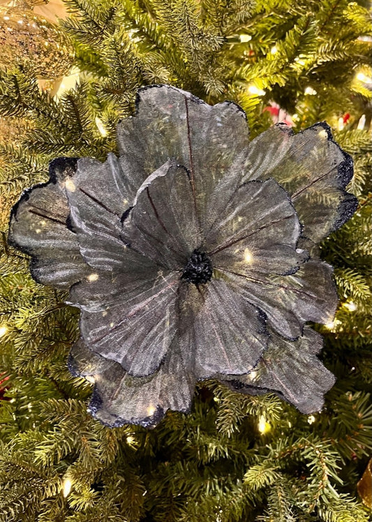 Navy Blue Sheer Flower SGD708