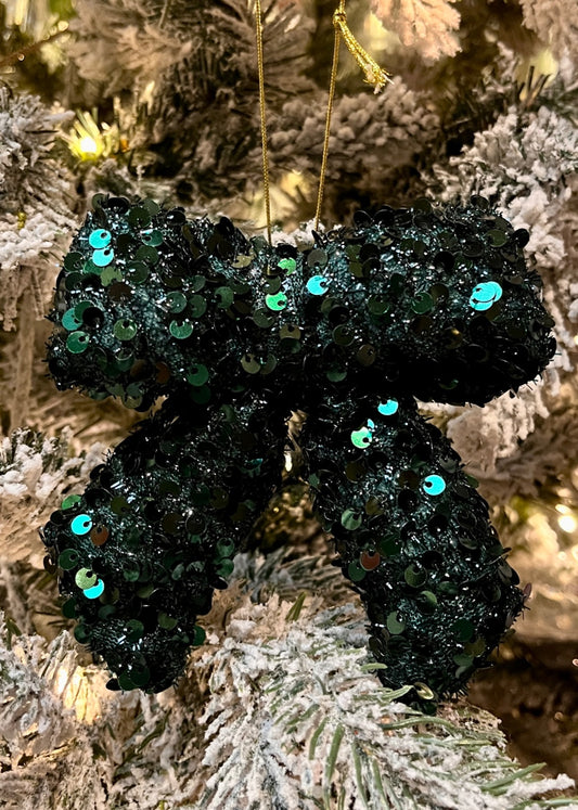 Green Sequined Bow Hanging SNE625