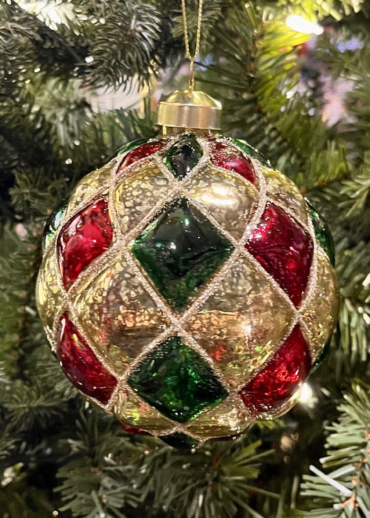 Gold Red Green Harlequin Ball SPQ134