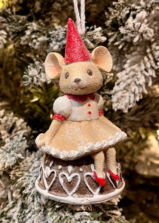 PARTY GIRL GINGERBREAD MOUSE ORNAMENT SSW412