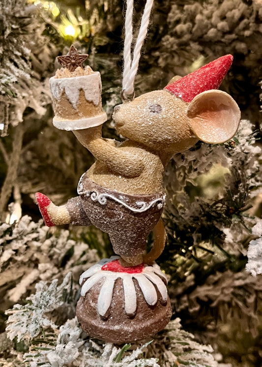 PARTY CAKE GINGERBREAD MOUSE ORNAMENT SSW414