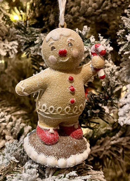 Gingerbread Man with Candy Cane Hanging Ornament SSW415