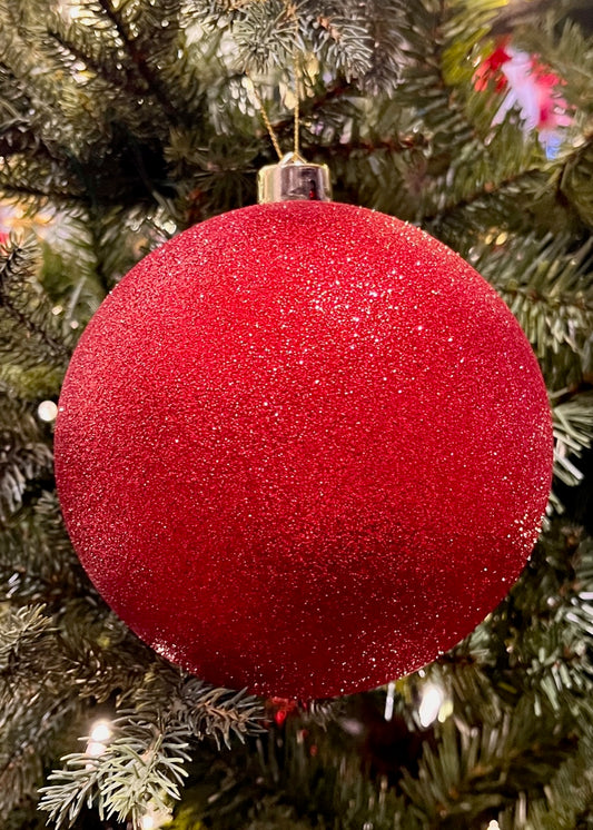 15CM RED GLITTER SHATTERPROOF ORNAMENT SVN106