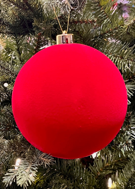 15CM RED VELVET SHATTERPROOF ORNAMENT SVN107