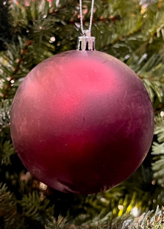 10CM BURGUNDY MATTE SHATTERPROOF ORNAMENT SVN159