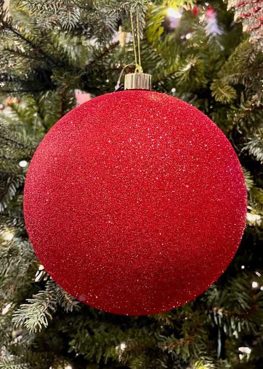 20CM RED GLITTER SHATTERPROOF ORNAMENT SVN165