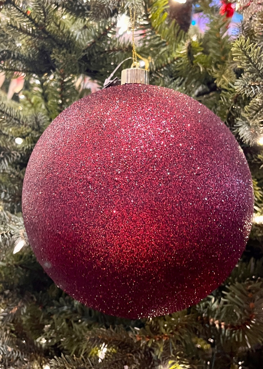 20CM BURGUNDY GLITTER SHATTERPROOF ORNAMENT SVN170