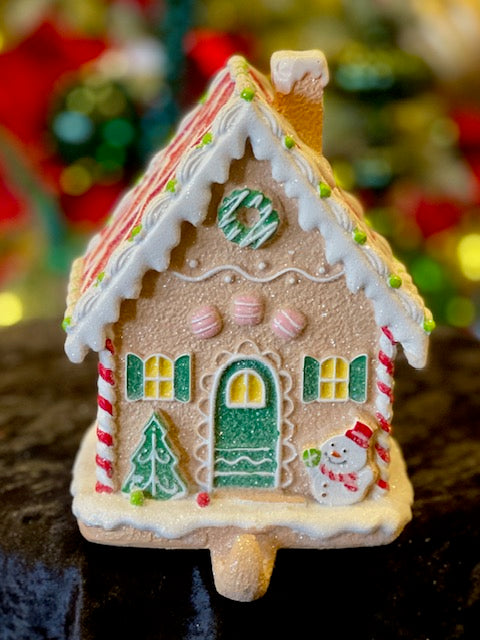 Gingerbread House with Snowman Stocking Holder SWL442