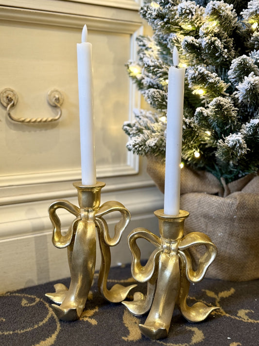 Gold Bow Candle Holder Small SXA915