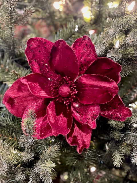BURG VELOUR MAGNOLIA FLOWER FGA090 