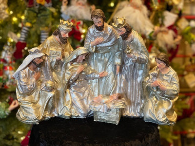 30CM CHAMPAGNE ONE PIECE NATIVITY SET FNS017