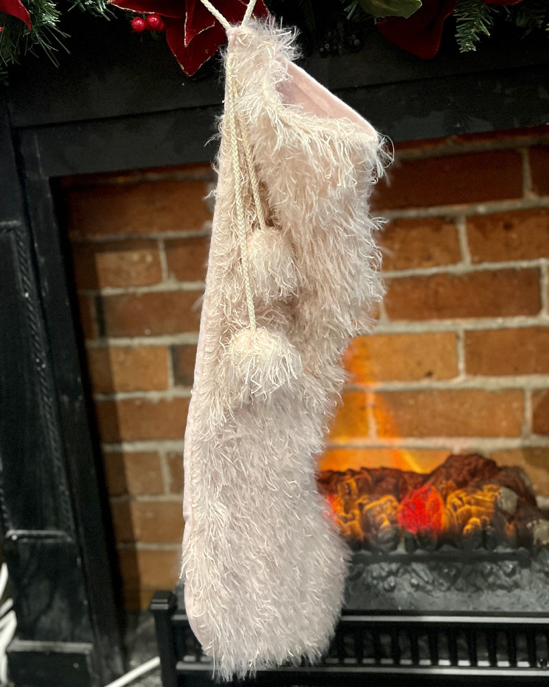 BLUSH CHRISTMAS STOCKING WITH FUR AXA002