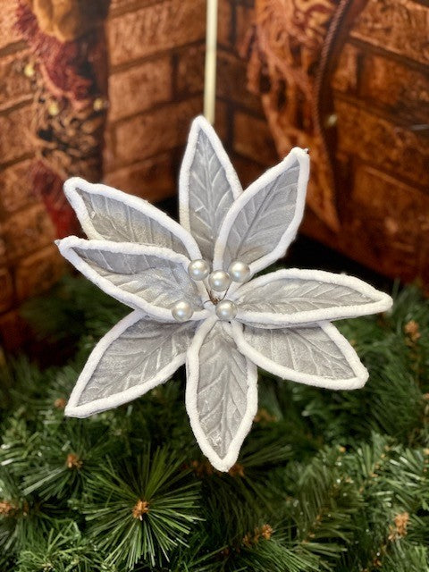SILVER WHITE TRIM FLOWER GEV004