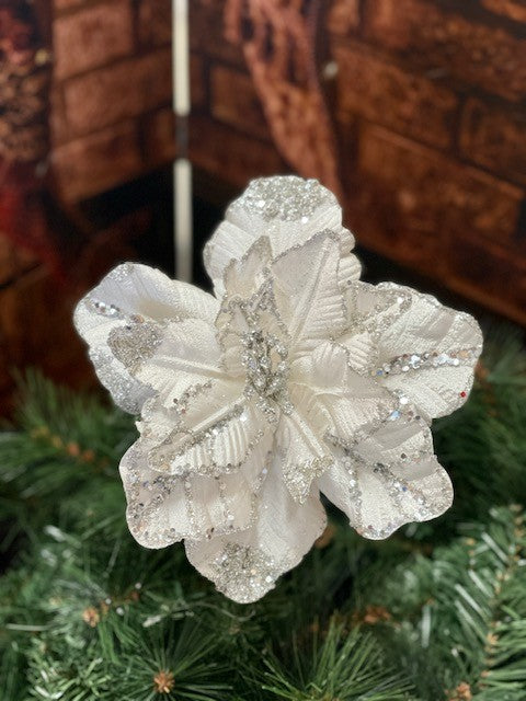 IVORY SEQUINED VELOUR FLOWER GEV026