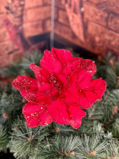 RED SEQUINED POINSETTIA GEV028