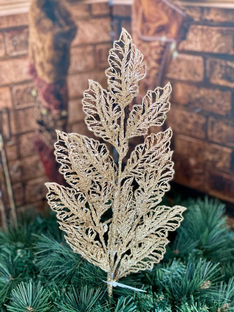 ROSE GOLD GLITTER LEAVES SPRAY GEV060
