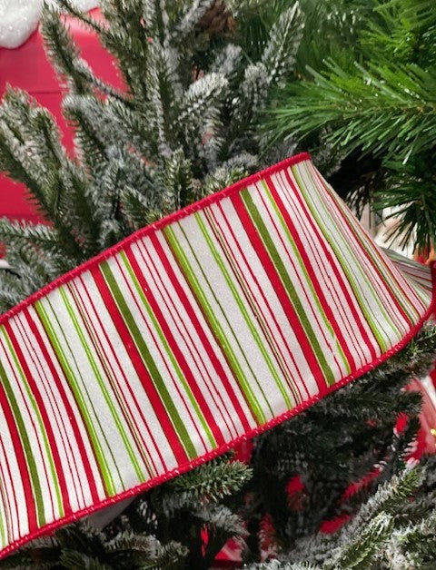 WHITE RED GREEN STRIPED RIBBON GOC011