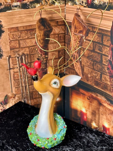 BAMBI AND BIRD WITH ANTLER ORNAMENT HOLDER GTE042