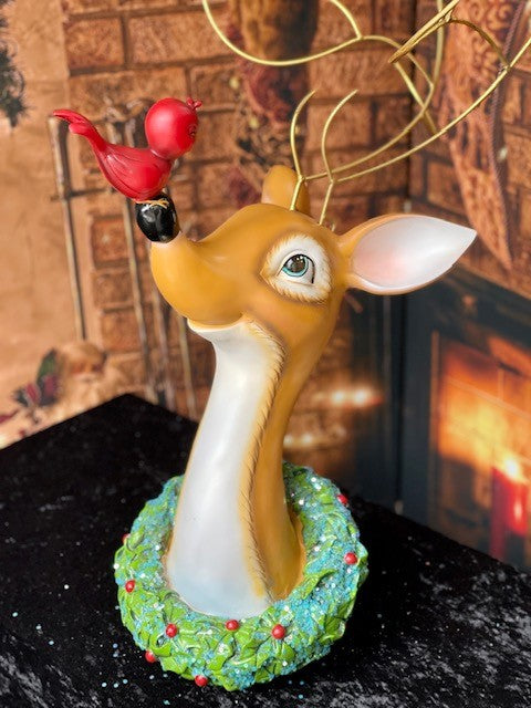 BAMBI AND BIRD WITH ANTLER ORNAMENT HOLDER GTE042