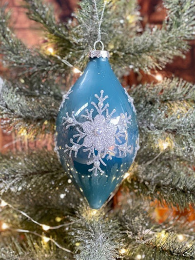 BLUE PEARL WITH SNOWFLAKE TEARDROP ORNAMENT GQAM133